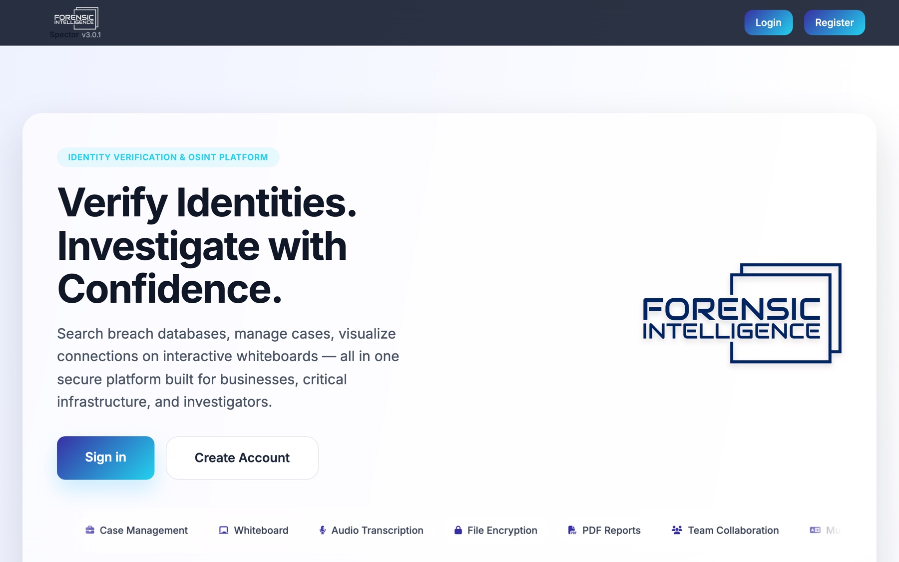 The OSINT engine that turns scattered signals into case-ready intelligence — search breach data, manage cases, and map connections visually.